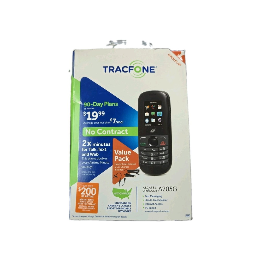 New Tracfone Alcatel One Touch A205G No Contract Cell Phone